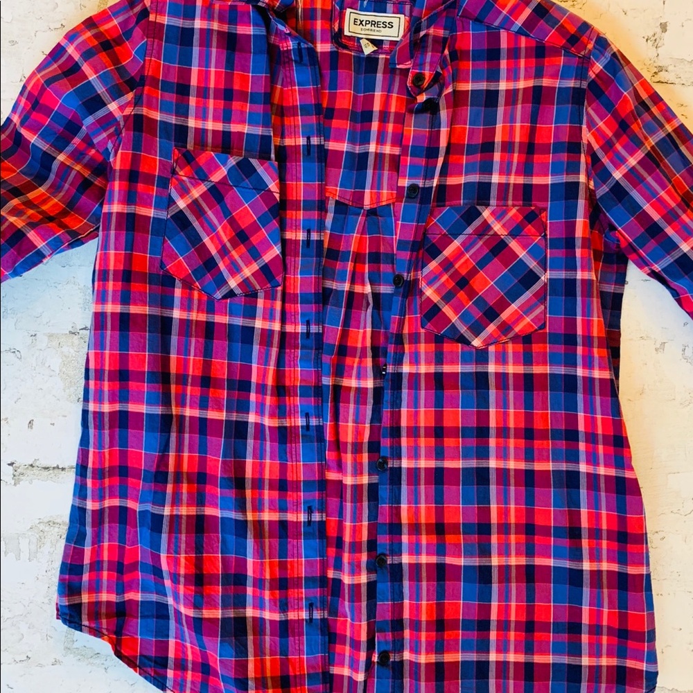 EXPRESS Boyfriend Plaid Button Down